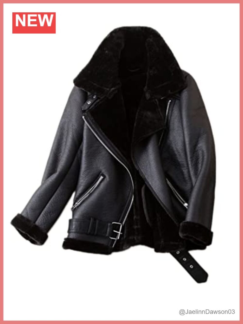 Faux Shearling Moto Jacket Thick Lined Parka Winter Coat Faux Suede